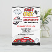 Schnell ein roter Kindergeburtstag Einladung (Stehend Vorderseite)