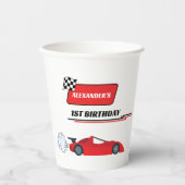 Schnell ein roter Rennwagen Junge 1. Geburtstag Pappbecher (Vorderseite)