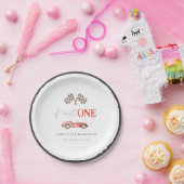 Schnell ein roter Retro-Race-Paper-Teller Pappteller (Party)