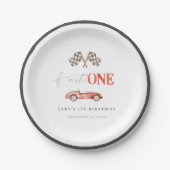 Schnell ein roter Retro-Race-Paper-Teller Pappteller (Vorderseite)