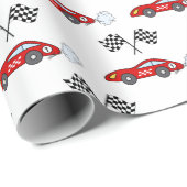 Schnell ein rotes Retro-Rennen Auto mit kontrollie Geschenkpapier (Rolleneckpunkt)