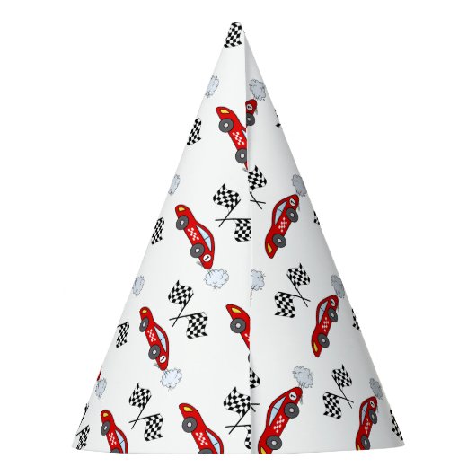 Schnell ein rotes Retro-Rennen Auto mit kontrollie Partyhütchen (Rückseite)