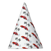 Schnell ein rotes Retro-Rennen Auto mit kontrollie Partyhütchen (Rechts)