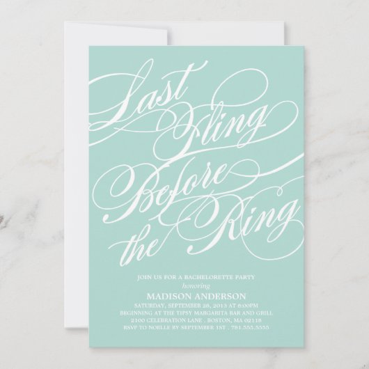 SCHNELL| EINLAGE DER JUNGGESELINNEN-ABSCHIED EINLADUNG (Vorderseite)