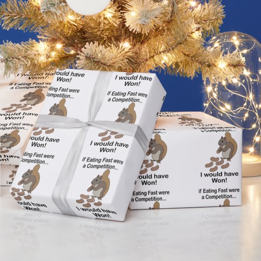 Schnell essendes Eichhörnchen Lustiger Spruch Geschenkpapier (Feiertage)