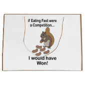 Schnell essendes Eichhörnchen Lustiger Spruch Große Geschenktüte (Vorderseite)