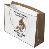Schnell essendes Eichhörnchen Lustiger Spruch Große Geschenktüte (Rückseite Schrägansicht)