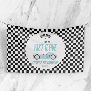 Schnell & Five Blaues Rennwagen 5. Geburtstagsfeie Banner
