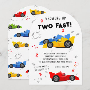 Schnell Großwerden 2. Geburtstagsrennautos Einladung