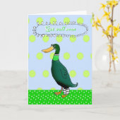 Schnell gut, grüne Ente mit Bandbein. Karte (Gelbe Blume)