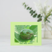 Schnell gut - grüner Frosch mit Lächeln Postkarte (Stehend Vorderseite)