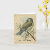 Schnell gut, Vintager Bluetit Bird Karte (Gelbe Blume)
