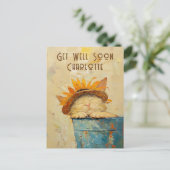 Schnell kundenspezifisch Sonnenblumenkatze Nickerc Postkarte (Stehend Vorderseite)