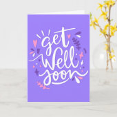 Schnell moderne Lila und weiße Typografie Karte (Gelbe Blume)