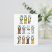 Schnell Niedliche Cartoon Katzen Postkarte (Stehend Vorderseite)