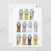 Schnell Niedliche Cartoon Katzen Postkarte (Vorne/Hinten)
