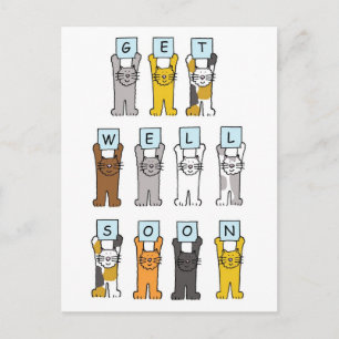 Schnell Niedliche Cartoon Katzen Postkarte