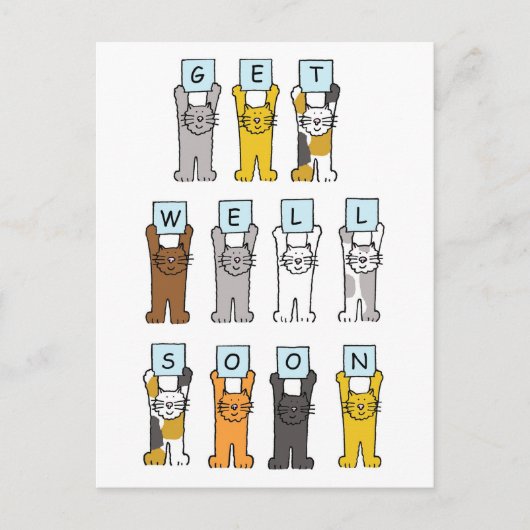 Schnell Niedliche Cartoon Katzen Postkarte (Vorderseite)