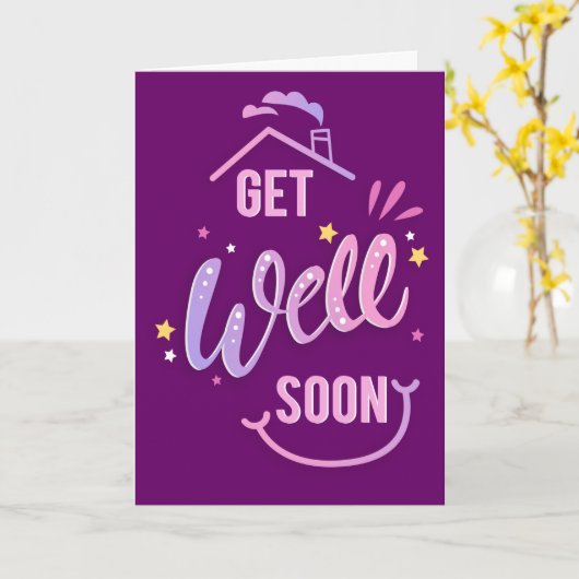 Schnell Niedliche Lila Hausgrüße Karte (Gelbe Blume)