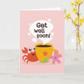 Schnell Niedlicher Cartoon Crab Gruß Karte (Gelbe Blume)