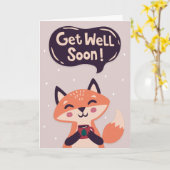 Schnell Niedlicher Fuchs mit Kaffeegenuss Karte (Gelbe Blume)