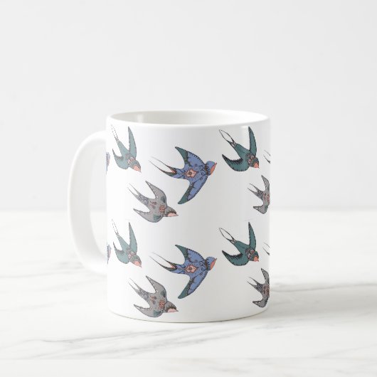 Schnell Swooping Schwalben-Tasse Kaffeetasse (Vorderseite Links)