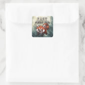 Schnell und Furry-ous - Red Panda - Gray Quadratischer Aufkleber (Tasche)