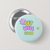 Schnell und gut kühn mit Blume auf blau Button (Vorne & Hinten)