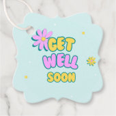 Schnell und gut kühn mit Blume auf blau Geschenkanhänger (Vorderseite)