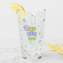 Schnell und gut kühn mit Blume auf blau Glas