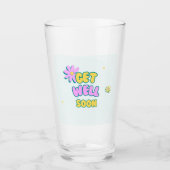 Schnell und gut kühn mit Blume auf blau Glas (Vorderseite)