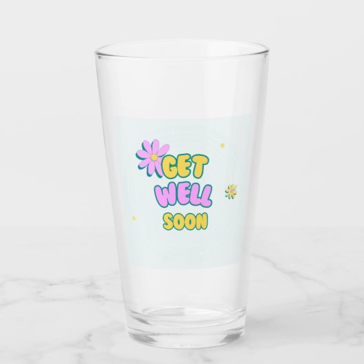 Schnell und gut kühn mit Blume auf blau Glas (Vorderseite)