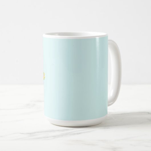 Schnell und gut kühn mit Blume auf blau Kaffeetasse (VorderseiteRechts)