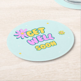 Schnell und gut kühn mit Blume auf blau Runder Pappuntersetzer