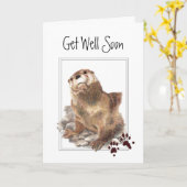 Schnell, von uns, Niedliches Tier Karte (Gelbe Blume)