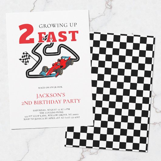 Schnell wachsender roter Wagen Junge 2. Geburtstag Einladung