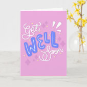 Schnell werden moderne rosa und blaue Typografie e Karte (Gelbe Blume)