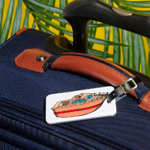 Schnellboot-Illustration Lustiges nautisches Boots Gepäckanhänger