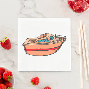 Schnellboot-Illustration Lustiges nautisches Boots Serviette