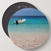 Schnellboot im blauen Seeknopf Button (Vorne & Hinten)