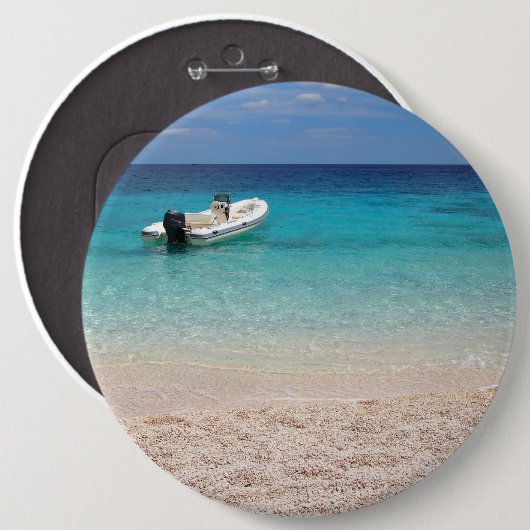 Schnellboot im blauen Seeknopf Button (Vorne & Hinten)