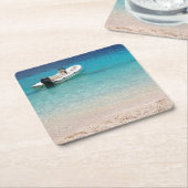 Schnellboot im blauen SeeUntersetzer Rechteckiger Pappuntersetzer (angewinkelt)