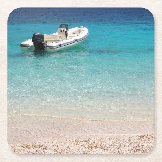 Schnellboot im blauen SeeUntersetzer Rechteckiger Pappuntersetzer (Vorderseite)