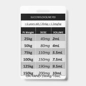Schnelldosis RE: Succinylcholin RSI Paralytic Ausweis (Rückseite)