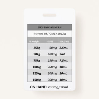 Schnelldosis RE: Succinylcholin RSI Paralytic Ausweis