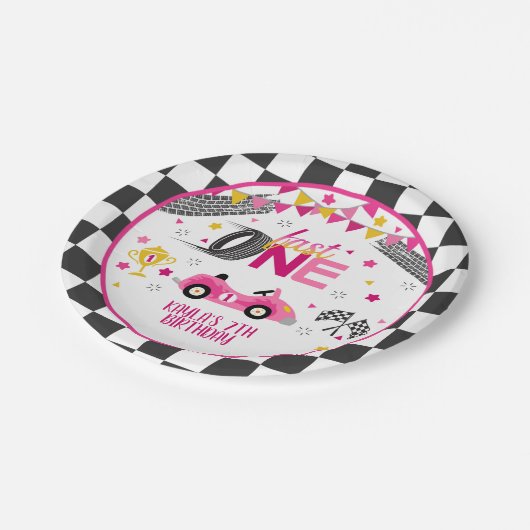 Schnelle 1-Racing-Papierplatte zum ersten Geburtst Pappteller (Schrägansicht)