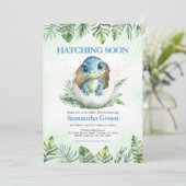 Schnelle Dinosaur Babydusche Einladung (Stehend Vorderseite)