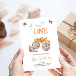 Schnelle Einladung eines Orange Monster Truck