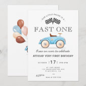 Schnelle Einzel-Geburtstag Spielzeug Vintages Renn Einladung (Vorne/Hinten)