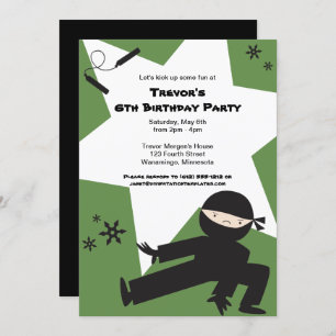 SCHNELLE FARBEN! Ninja Geburtstagspartei Einladung